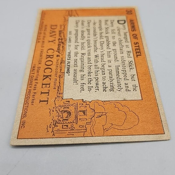 1956 Topps Davy Crockett Arms of Steel Disney Classic Trading Card #30 - Picture 5 of 6